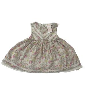 Shabby Chic Floral Kids Dress - Pink and Gray